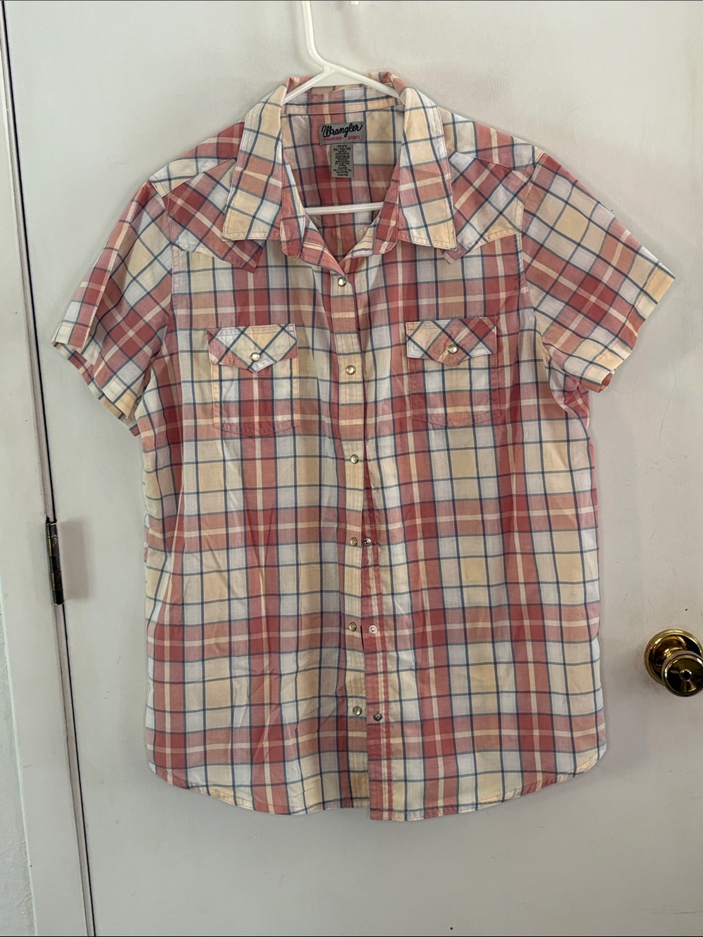 Wrangler Wrancher red plaid short sleeve button down western shirt Size XL - Picture 1 of 7